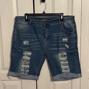 NWT Roswear Distressed Knee Length Stretchy Shorts - Size XXL (US Size: 18/20)